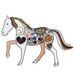 NEWEI Emaille Pferd Brosche Pin für Damen Kinder Mädchen Kleidung Taschen Rucksäcke Pferde Schmuck Geschenk (Braun) von NEWEI