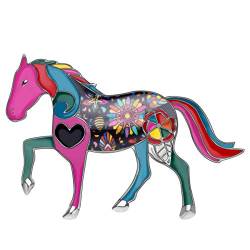 NEWEI Emaille Pferd Brosche Pin für Damen Kinder Mädchen Kleidung Taschen Rucksäcke Pferde Schmuck Geschenk (Mehrfarbig) von NEWEI