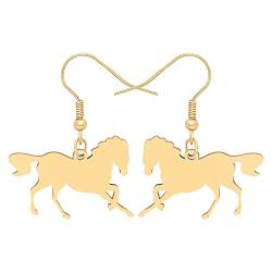 NEWEI Emaille Pferde Mädchen Geschenk Cute Horse Pferde Ohrringe Schmuck Für Damen Charms Pferd Zubehör (Gold plattiert) von NEWEI