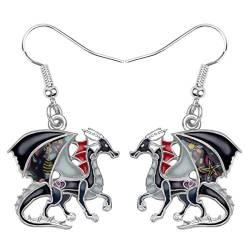 NEWEI Fantasy Emaille Dragons Ohrringe Cute Dragon Geschenke Drache Schmuck Charms für Damen Frauen Mädchen (Schwarz) von NEWEI