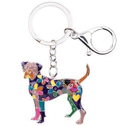 NEWEI Floral Emaille Cute Boxer Hund Schlüsselanhänger Schlüsselring für Damen Frauen Mädchen Tasche Geldbörse Charms (Lila) von NEWEI