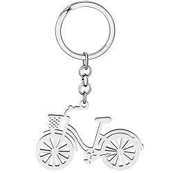 NEWEI Geschenke für Fahrrad Enthusiasten Cute Rennrad Schlüsselanhänger Motorrad Fahrrad Schmuck Charms für Damen Mädchen Autozubehör (Korb Fahrrad Versilbert) von NEWEI