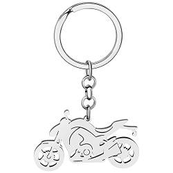 NEWEI Geschenke für Fahrrad Enthusiasten Cute Rennrad Schlüsselanhänger Motorrad Fahrrad Schmuck Charms für Damen Mädchen Autozubehör (Motorrad Versilbert) von NEWEI