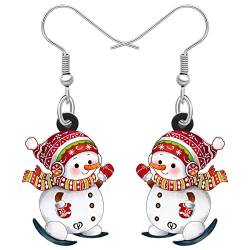 NEWEI Nette Acryl Cartoon Weihnachten Schneemann Ohrringe Drop Dangle Dekoration Kostüme Schmuck Für Frauen Mädchen Geschenk Neujahr (Johannisbeere) von NEWEI