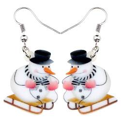 NEWEI Nette Acryl Cartoon Weihnachten Schneemann Ohrringe Drop Dangle Dekoration Kostüme Schmuck Für Frauen Mädchen Geschenk Neujahr (Schneemann B) von NEWEI