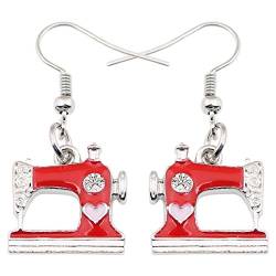 NEWEI Nette Nähmaschine Ohrringe Mode Nähwerkzeuge Schmuck Für Frauen Mädchen Geschenk Dekoration Charms (Rot) von NEWEI