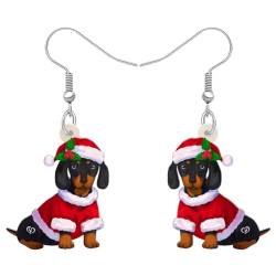 NEWEI Nette Weihnachten Hund Ohrringe Dangle Schmuck für Mädchen Frauen Geschenke Charms (Dackel C) von NEWEI