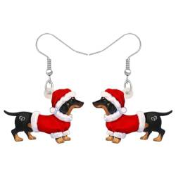 NEWEI Nette Weihnachten Hund Ohrringe Dangle Schmuck für Mädchen Frauen Geschenke Charms (Dackel D) von NEWEI