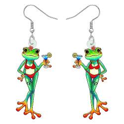 NEWEI Süß Acryl Frosch Ohrringe Hängend Tropfen Für Damen Mädchen Kinder Tier Ornamente Schmuck Deko Charme Geschenk (Hawaii) von NEWEI