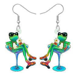 NEWEI Süß Acryl Frosch Ohrringe Hängend Tropfen Für Damen Mädchen Kinder Tier Ornamente Schmuck Deko Charme Geschenk (Hawaii B) von NEWEI