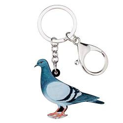 NEWEI Süß Acryl Taube Schlüsselanhänger Ringe Vogel Anhänger Für Frauen Mädchen Kinder Tasche Geldbörse Charms Auto Geschenke (Blau) von NEWEI