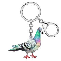 NEWEI Süß Acryl Taube Schlüsselanhänger Ringe Vogel Anhänger Für Frauen Mädchen Kinder Tasche Geldbörse Charms Auto Geschenke (Taube A) von NEWEI