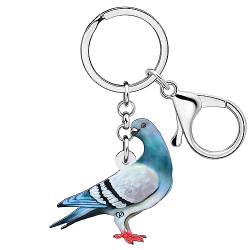 NEWEI Süß Acryl Taube Schlüsselanhänger Ringe Vogel Anhänger Für Frauen Mädchen Kinder Tasche Geldbörse Charms Auto Geschenke (Taube F) von NEWEI