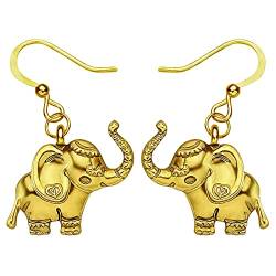 NEWEI Süß Tropfen Acryl Dschungel Elefanten Ohrringe Hängend für Frauen Mädchen Mode Tier Schmuck Geschenk (Antikes Gold) von NEWEI