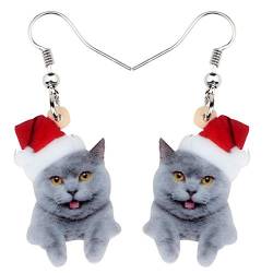 Nette Weihnachten Katze Ohrringe Dangle Für Frauen Mädchen Charm Dekoration Geschenke (Weihnachtskatze #2) von NEWEI