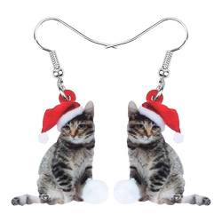 Nette Weihnachten Katze Ohrringe Dangle Für Frauen Mädchen Charm Dekoration Geschenke (Weihnachtskatze #3) von NEWEI