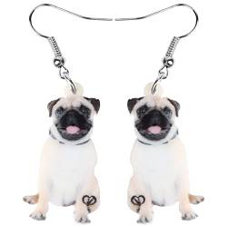 Niedlich Mops Ohrringe baumeln Haustier Hund Ornamente Schmuck für Frauen Mädchen Charme Geschenk (Spitze) von NEWEI