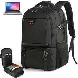 NEWHEY Laptop Rucksack Herren 17,3 Zoll mit Isoliertes Kühlfach und USB Ladeanschluss Wasserdicht Lunch Rucksack TSA Reiserucksack Kühlrucksack für Business Arbeit Schule Damen Herren Schwarz von NEWHEY