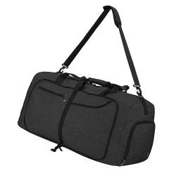 NEWHEY Reisetasche Groß 65L Faltbare Reisetaschen Leichte Sporttasche für männer mit Schuhfach für Weekender Herren Damen Duffel Taschen Schwarz von NEWHEY