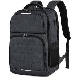 NEWHEY Rucksack Herren Arbeit Groß Laptop Rucksack Damen mit USB Ladeanschluss Wasserabweisend Business Schulrucksack für Männer Frauen Jungen Teenager Schwarz von NEWHEY