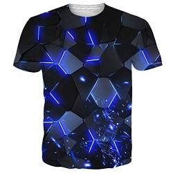 NEWISTAR Geometrie T-Shirt für Männer 3D Druck Metall Damen Rundhals Kurzarm Tee Shirt Tops L von NEWISTAR