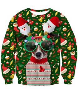 NEWISTAR Hässliche Jungen Weihnachtpullover 3D Weihnachten Hund Gedruckt Pullover Damen Weihnachten Jumper Tops Sweatshirts Bluse M von NEWISTAR
