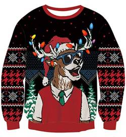 NEWISTAR Herren Damen Weihnachtspullover Strickpullover Top 3D Druck Xmas Pullover Weihnachten Jumper Ugly Christmas Sweater XXL von NEWISTAR