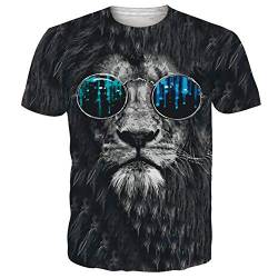 NEWISTAR Herren Lustiges Tshirt Männer 3D Gedruckt Löwe T-Shirt Sommer Casual Kurzarmshirt Rundhals Ausschnit Tees Outfit XL von NEWISTAR