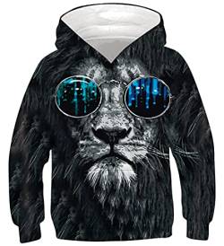 NEWISTAR Kinder Jugend Hoodies 3D Löwe Print Kapuzenpullover Sweatshirts Mit Kapuzen Pullover,Lion,6-8 Jahre (Tag S) von NEWISTAR