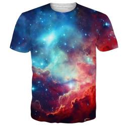 NEWISTAR T Shirt Herren 3D Galaxis Druck Lustig Unisex Slim Fit T-Shirt Casual Cool Grafik Muster Sommer Kurzarm Tops Tee für Männer Bunte L von NEWISTAR