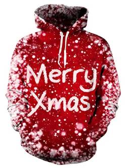 NEWISTAR Ugly Christmas Hoodie Herren 3D Druck Kapuzenpullover Weihnacht Pullover Merry Christmas Jumper Lustige Weihnachtspullover Damen Hässlicher Weihnachtspulli Sweater L von NEWISTAR