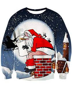 NEWISTAR Ugly Christmas Sweater Herren Weihnachtpullover Lustig 3D Weihnachtsmann Gedruckt Pullover Damen Santa Weihnachten Jumper Tops Sweatshirts Bluse S von NEWISTAR