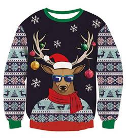 NEWISTAR Weihnachtspullover 3D Gedruckt Unisex Druck Pullover Weihnachten Pullover Ugly Christmas Sweater von NEWISTAR