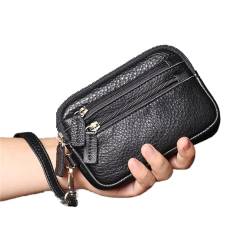 NEWNAN Herren-Geldbörse mit doppeltem Reißverschluss, Kurze Damen-Geldbörse, Handytasche, Clutch-Tasche, Handtragetasche, kleine Tasche (Farbe: A, Größe: 17 x 4 x 11 cm) von NEWNAN