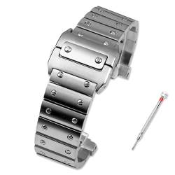 NEYENS Solide Edelstahl Uhrenarmband Für Cartier Santos Serie 100 Herren Armband 23mm Schmetterling Schnalle Uhr Zubehör, 23mm, Achat von NEYENS