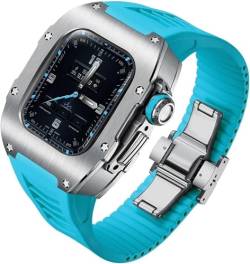 NEYENS Titan-Metall-Uhrengehäuse und Fluorkautschuk-Uhrenarmband, Mod-Kit, für Apple Watch SE 6, 7, 8, 40 mm, 41 mm, Ersatz-Gummi-Uhrenarmband, zum Selbermachen, Uhrengehäuse und Sportuhrenarmband, von NEYENS