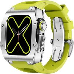 NEYENS Titan-Stahl-Uhrengehäuse, Gummiband, für Apple Watch Serie 9, 8, 7, 6, 5, 4, SE, Ersatz-Uhrengehäuse, Verschluss, Mod Kit, für iWatch Serie 45 mm, 44 mm Zubehör, 44MM, Achat von NEYENS