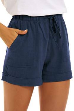 NEYOUQE Damen Short Sommer locker The Comfy Jogginghose solid Color mit Taschen Kurze Hose Damen große größen Blau XL von NEYOUQE