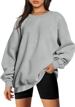 NEYOUQE Sweatshirts für Frauen Rundhalsausschnitt Pullover Damen Pullover Damen Langarm Tops, A-Grau, 38 von NEYOUQE