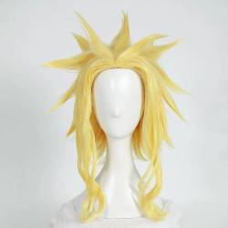 NEZIH Anime Coer Wig Anime My Hero Academia All·Might Perücke Cosplay Kostüm Männer & Frauen Synthetische Haar Halloween Party Rollenspiel Perücke, Kurzes Und Langes Blondes Haar von NEZIH