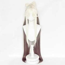 NEZIH Anime Coser Wig Genshin Impact Ningguang Cosplay-Perücken Für Cosplay, Langes Haar Mit Weißem, Braunem Farbverlauf Für Damen, Geeignet Für Halloween-Partys, Anime-Karneval von NEZIH