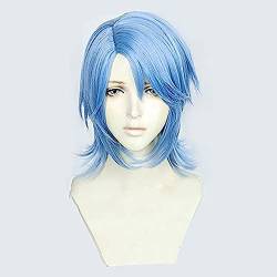 NEZIH Anime Coser Wig Kingdom Hearts 3 Aqua, Kurz, Grey, Blau, Cosplay, Perücke, Damen, Mädchen, Party, Perücken, Mit Perückenkappe, Dekorativem Zubehör, Geschenk Für Anime-Fans von NEZIH