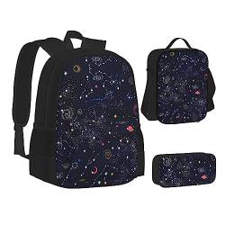 NEZIH Constellation Star Clusters Galaxies Print Leichte Wasserbeutel Isoliert Mittagessen Federmäppchen Büchertasche Sets Rucksack Reise Daypack von NEZIH