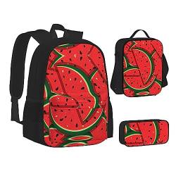 NEZIH Corgi Floral Flowers Spring Garden Print Leichte Wasserbeutel Isolierte Mittagessen Federmäppchen Büchertasche Sets Rucksack Reise Daypack, Rote Wassermelone 2, Einheitsgröße, Lässiger von NEZIH