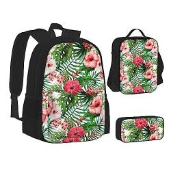 NEZIH Federmäppchen mit Hibiskus-Blumendruck, isoliert, Lunch-Tasche, Rucksackreisen, Wandern, leicht, Wasser-Laptop, Hibiskusblüte, Einheitsgröße, Casual von NEZIH