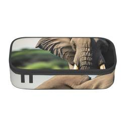 NEZIH Federmäppchen mit afrikanischem Elefanten-Motiv, Reißverschluss, Schreibwaren-Tasche für Teenager, Mädchen, Schule, Bürobedarf von NEZIH