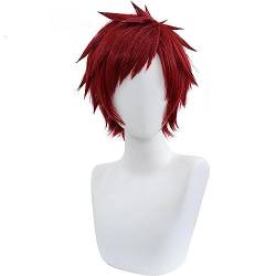 NEZIH Männer Kurze Dunkelrote Perücke Anime Gaara Cosplay Perücke Hitzebeständige Synthetische Perücken + Perückenkappe, Geeignet Für Halloween-Party, Nachtleben, Karneval, Dekorationsgeschenk von NEZIH