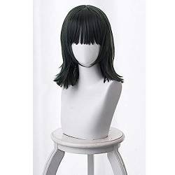 NEZIH One Punch Man Perücke Fubuki Cosplay Perücke Frauen Mädchen Hitzebeständiges Kunsthaar Anime Cosplay Perücke 40 Cm Kurz Marinegrün Party, Perfekt Für Halloween-Party Mit Perückenkappe von NEZIH