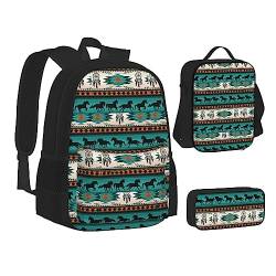 NEZIH Pferd Streifen Muster Druck Leichte Wasser Taschen Isoliert Mittagessen Bleistift Fall Büchertasche Sets Rucksack Reise Daypack von NEZIH