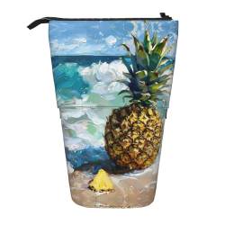 NEZIH Pineapple by The Sea Druck-Bleistift-Teleskop-Etui, multifunktionale Schreibwaren-Aufbewahrungstasche, Box Bürobedarf von NEZIH